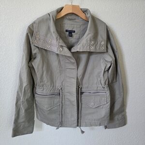 Tommy Hilfiger Gray Utility Jacket with Collared Neckline